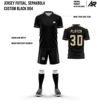 BAJU FUTSAL CUSTOM NAMA SENDIRI FULL PRINTING JERSEY (GRATIS DESAIN) JERSEY FUTSAL CUSTOM BLACK