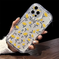 Yellow small flower For iPhone 15 Plus Pro Max 14 13 12 11 / Xs Max Xr 7 8 Plus 6 6S Plus wave cream Soft shell anti-fall phone