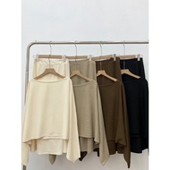 Batwing Boat Neck Sweatshirt Set with Light Flared Long Skirt freesize > 75kg