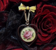 維多利亞時期(1830-1900年)琺瑯手繪玫瑰古董胸針母親節禮物