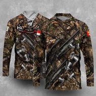 Produk Original Jersey Camo Custom Kerah Hoodie Hntf 206 / Kaos Hunting / Baju Perbakin / Baju Kamuf