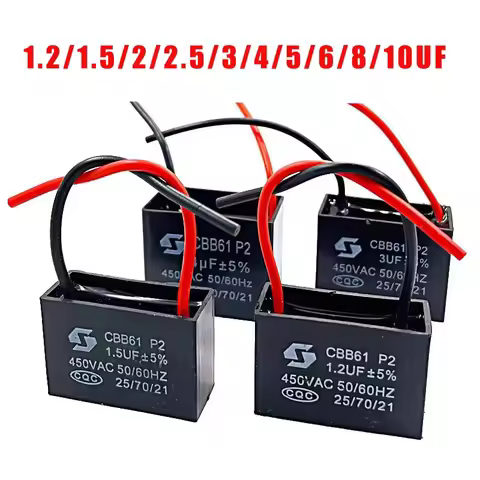 WZ-CBB61 450V Fan Starting Capacitor 1UF/1.2UF/1.5UF/2UF/2.5UF/3UF/4UF/5UF/6UF/8UF/10UF Fan Ceiling