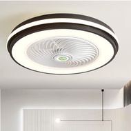 DDS - 現代吸頂電風扇吊燈（黑色圓-52CM-無極調光-遙控+智能款）#N270_009_985