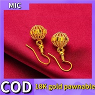 Real Gold 24k Saudi Gold Pawnable Earring for Women Set Gold Round Korean Style Simple Earing for Pa