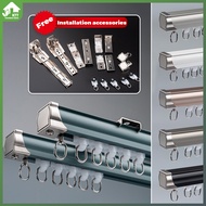 Curtain Track Curtain Rod Thickened Aluminum Alloy Slide Rail Straight Track Curtain Accessories Single Rod Rail