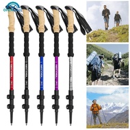 OPENMALL 62-135CM 3-Section Telescopic Aluminum Alloy Trekking Pole EVA Imitation Cork Handle Ultra-