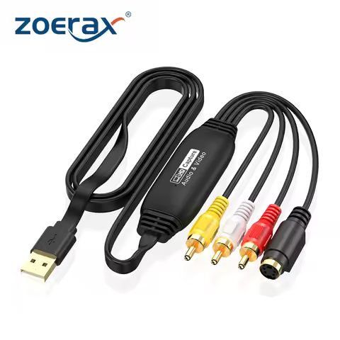 ZOERAX VHS to Digital Converter USB Video Capture Card, RCA AV to USB Audio Video Transfer Grabber O