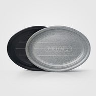 PRAMU Melamine Stone 11 inch Oval Plate - Serving Plate - Cafe Plate - Restaurant Plate - Hotel Plat