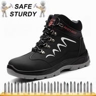 SAFE STURDY Safety Shoes Safety Boots Safty Shoes For Men Sport Jogger Safety Shoes MenS High-Cut Smash-Proof Puncture Wear-Resistant Waterproof Welder Shoes Winter Plus Velvet Steel Toe Work Safety Boots Site Protective Shoes