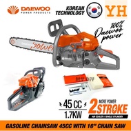 DAEWOO Gasoline Chainsaw 16”Inch DCS4516T Cordless Chainsaw Petrol Mesin Gergaji Kayu Mesin Potong K