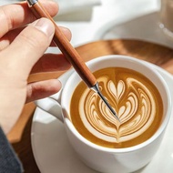 Coffee Latte art Drawing pen Stainless Steel With Wooden Handle 13.5cm Shop Accessories Package Hub
