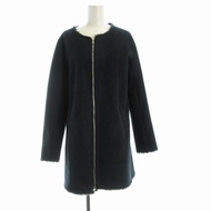 【中古】アーバンリサーチ サニーレーベル URBAN RESEARCH Sonny Label ノーカラーフェイクムートンコート ミドル 裏起毛 36 紺 ネイビー LA77-27F903 /RO レ