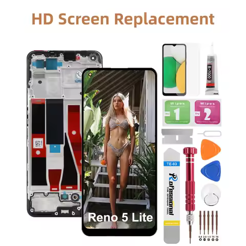 AMOLED 6.43"For OPPO Reno5 Lite LCD Display Touch Screen Digitizer Assembly For Reno 5 Lite CPH2205 