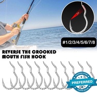 New Short Handle Scale Pattern Automatic Flip Hook Fish Mouth Hook Crooked T0w8
