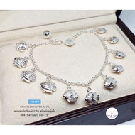 92.5% Pure Silver Bracelet Cute Fish Bell 1 Long Ball Starting At 7.0"-7.5" (Thai Work): H0477