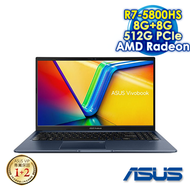 【送Philips 多功能檯燈】【記憶體升級特仕版】ASUS Vivobook 15 M1502QA-0031B5800H 午夜藍 15.6吋筆電 (FHD IPS/AMD R7-5800HS/8G+8G DDR4/512G PCIE SSD/WIN 11)