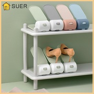 SUER Shoe Rack, Plastic Adjustable Double Stand Shelf, High Quality Space Savers Durable Double Layer Footwear Support Slot Home