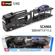 Bburago 1:43 Scania 770 S W/Lamborghini, Porsche Semi-trailer truck Alloy Luxury Vehicle Diecast Car