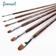 JOWOART Weasel Buhok Brown Rod Gouache Art Brush 6 Pcs Set Watercolor Pen Buhok Ng Kabayo Nylon Pag