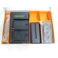 Neewer NP-F550 Battery Charger Set – 2× 2600mAh Replacement Batteries for Sony NP Series + Dual Char