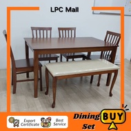 Ready Stock🌿LPC 91-Oak+T9984 Dining Set 1+4+Bench Kusyen / Meja Makan 1+4+Bench Kain