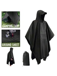 3 合 1 多功能雨衣戶外防水雨披女式男成人連帽可重複使用雨衣適用於露營帳篷墊