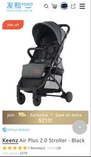Keenz Air Plus 2.0 Stroller - Black (rarely used)