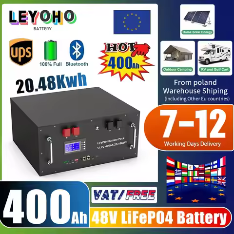 48V 400Ah LiFePO4 Battery Pack 20Kwh 6000+ Cycles 51.2V 100Ah 120Ah 150Ah 200Ah 300Ah Lithium Solar 