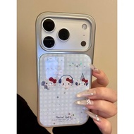 Cute Plaid Glitter Earphone Hat Cat Suitable for ihone17promax16pro Phone Case New Style