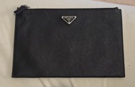 PRADA 黑色 Saffiano 皮證件套/銀包