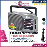 Đài Radio Fepe 1372U AM-FM-SW Sóng Khỏe USB-TF-Pin Sạc Máy Nghe Nhạc Kiêm Đài Radio Cho Người Già Dễ