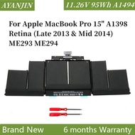 A1494 A1417 Laptop Battery for Apple MacBook Pro 15" A1398 Retina 212 2013 2014 Year 2