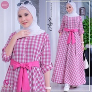 KATUN Aqila maxy maxi dress dress clothing gamis dress long dress mayung motif cotton check ld 100 w