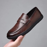 รองเท้าหนังระบายอากาศส้นต่ําชี้นิ้วเท้ารองเท้าสํานักงานสไตล์อังกฤษแฟลตเพิ่มความสูงอินเทรนด์ต่ําตัดผู