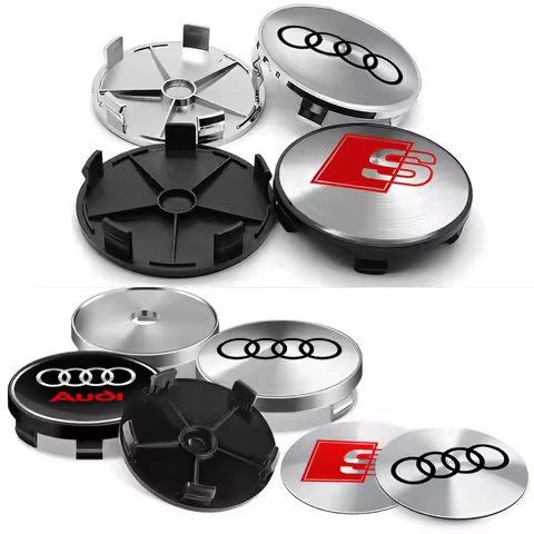 56/60/63/65/68mm 4PCS Car Wheel Hub Caps Emblem Badge Stickers Decoration for Audi Sline A1 A2 A3 A4