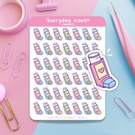 Asthma Inhaler Cute Icons Matte Planner Stickers by Appleprints