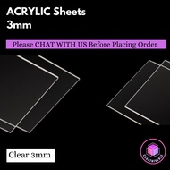 [SG SELLER] 3mm Acrylic Sheet  | Perspex Sheet | Clear Acrylic Sheets