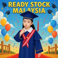 (Ready Stock) Kids Graduation Gown Cap Academic Uniform Student Costume Preschool Bachelor Robe 儿童博士