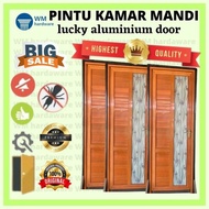 Terbaru, Pintu Kamar Mandi Aluminium 70Cm X 2M Urat Kayu Handle Kanan