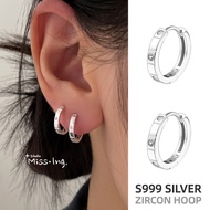 Minimalism Zirconia Ring Earrings 999 Silver Earring Clip On Earring Hypoallergenic Earring Korean E