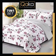 CADAR 5D (7IN1) SET WITH COMFORTER 100% COTTON SELIMUT BEDSHEET QUEEN & KING