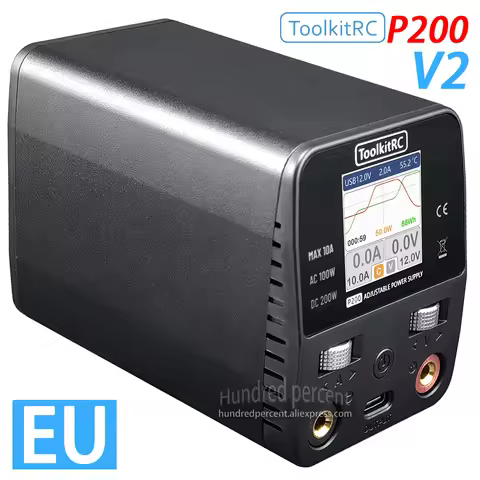 ToolkitRC P200 V2 Adjustable Desktop Power Adapter Output 1-30V AC 100W DC 200W 10A Tybec IPS Suitab