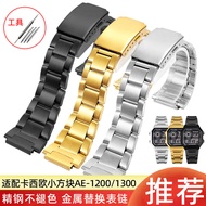 New Stainless Steel Watch Strap Suitable for Casio Small Square AE-1200/1300/1000 A158/168 Metal Bra