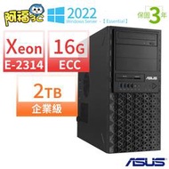 【阿福3C】ASUS華碩TS100伺服器E-2314/ECC 16G/2TB(企業級)/2022 ESS/三年保固