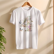 Unisex T-shirt with pattern number 4 - White, Black, Gray T-shirt for Men and Women, Down Form, No R