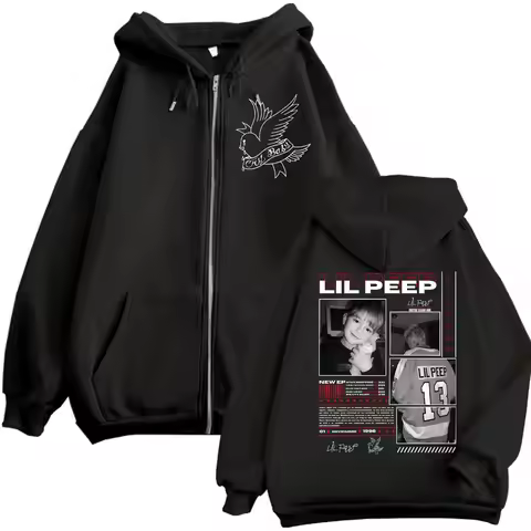 Rapper Lil Peep Merch Zipper Hoodies Fashion Hip Hop Vintage Zip Up Jacket Pullovers Men Women Casua
