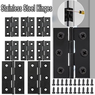 Black Stainless Steel Hinge with Screws - Flat Open 2-inch 6-hole Door Hinges - Layer Board Welding Connector - Wood Boards Holder For Cabinets, Wardrobe - Hardware Accessories