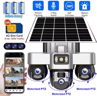 V380 PRO กล้องวงจรปิดพลังงานแสงอาทิตย์ 4G เลนส์ PTZ 3 ตัว HD กันน้ำกลางแจ้ง กล้องวงจรปิดมองเห็นกลางค