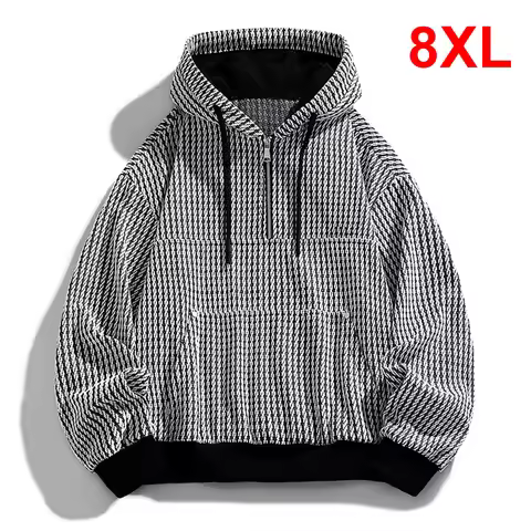 Spring Autumn Knitted Hoodie Men 8XL Plus Size Hoodie Male Fashion Casual Hooded Pullover Male Big S