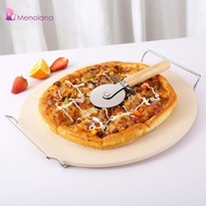 [Menolana] Pizza Stone for Oven, with Port Support, Compact Accessories Bakery Bakery Cookies Pizza 